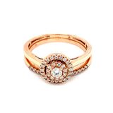 Set de anillos con diamantes en oro rosado 14k