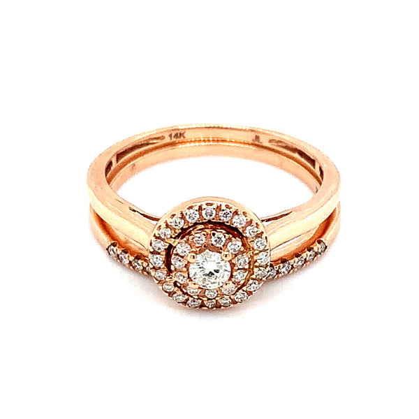 Set de anillos con diamantes en oro rosado 14k  ANTES: $1,199.00