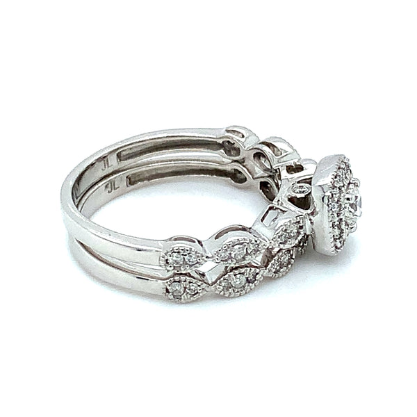 Set de anillos de matrimonio para dama con diamantes 14kt.  ANTES: $1,499.00