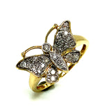 (SOFIA) Anillo (mariposa) con diamantes en oro amarillo 10k