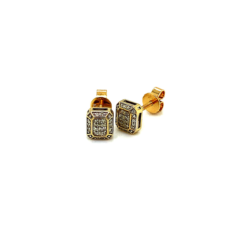 (SOFIA) Aretes (cuadrado) con diamantes en oro amarillo 10k