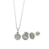 (SOFIA) Set de collar y aretes con diamantes en oro blanco 10k. 45cm