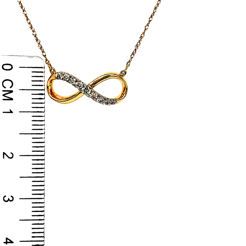 (SOFIA) Collar (infinito) con diamantes en oro amarillo 10kt.