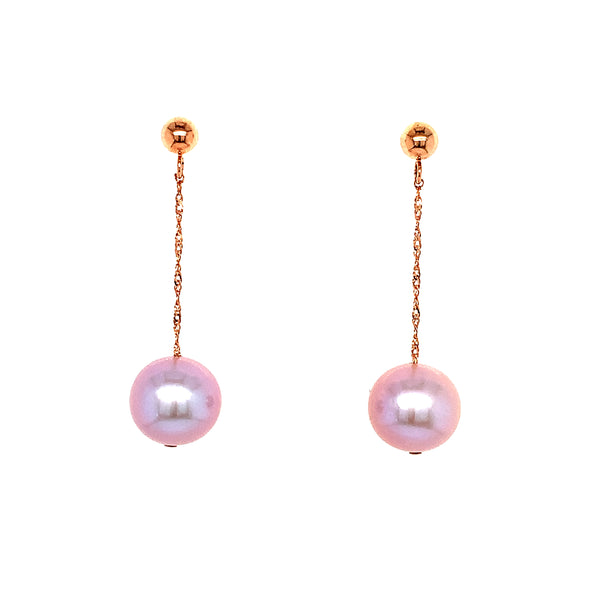 Aretes de perlas rosadas en oro rosado 14kt.  ANTES:  $239.00