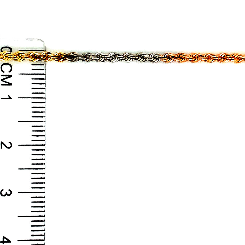 Cadena (cordón) en oro 3 Tonos 10kt. 45cm