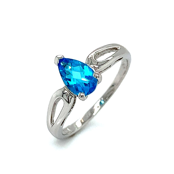 Anillo de topacio azul en plata 925. Antes: $72