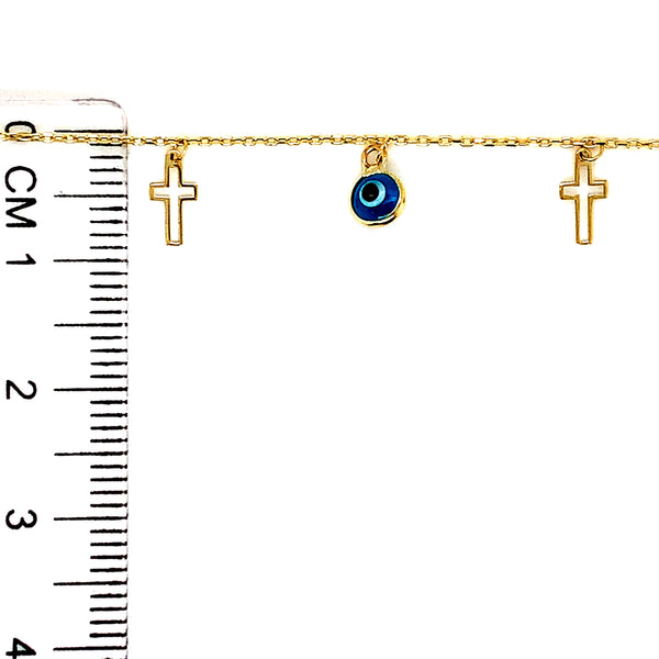 Pulsera (ojo turco) en oro amarillo 10k. 19cm