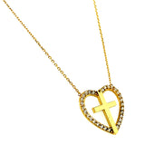 Collar (corazón y cruz) en oro amarillo 10kt. 45cm