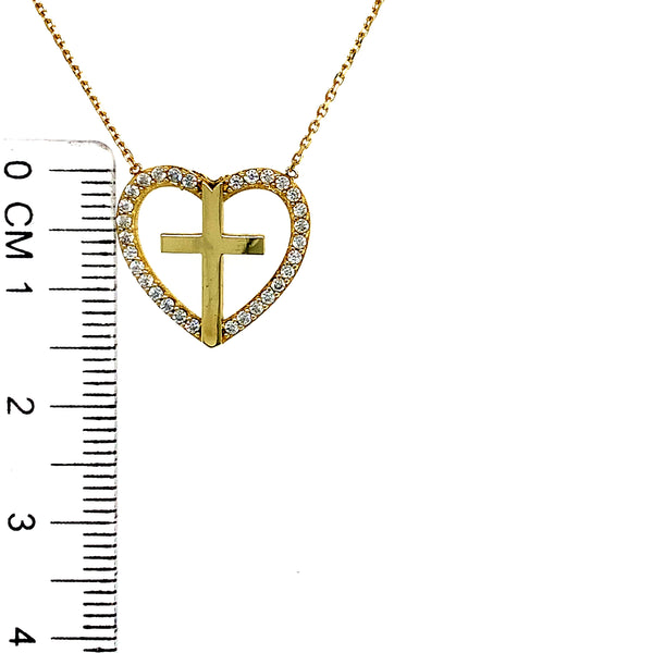 Collar (corazón y cruz) en oro amarillo 10kt. 45cm