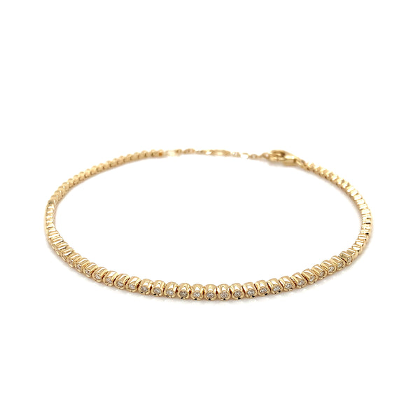 Pulsera con diamantes en oro amarillo de 14kt. 15cm-18cm