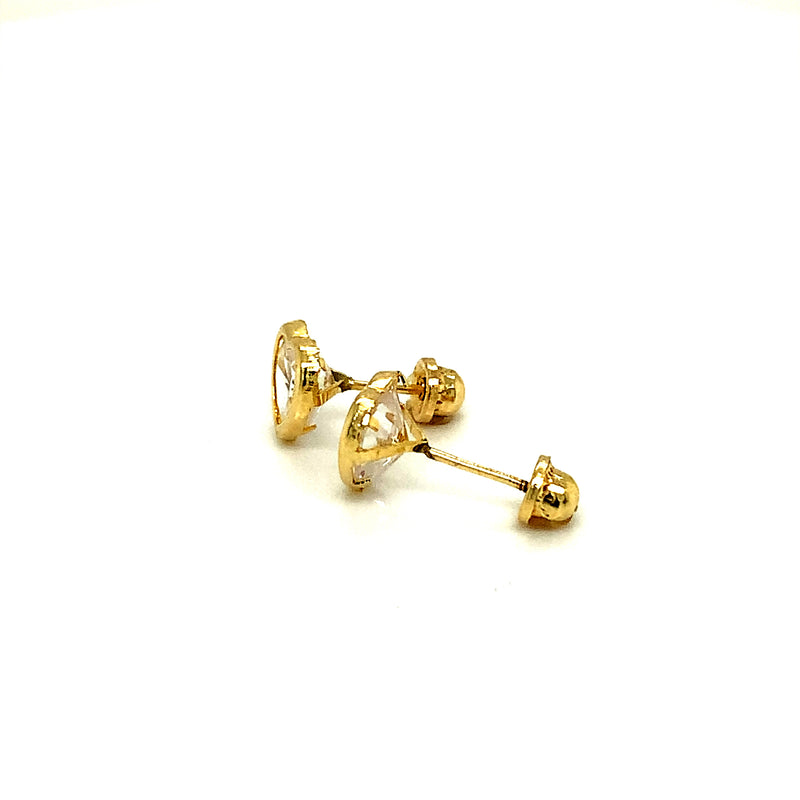 Aretes (corazón) para bebé en oro amarillo 10kt