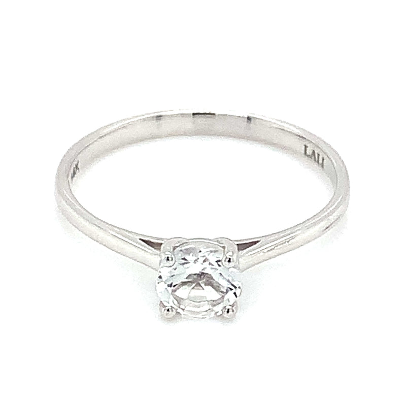 Anillo de topacio blanco en oro blanco 14kt.