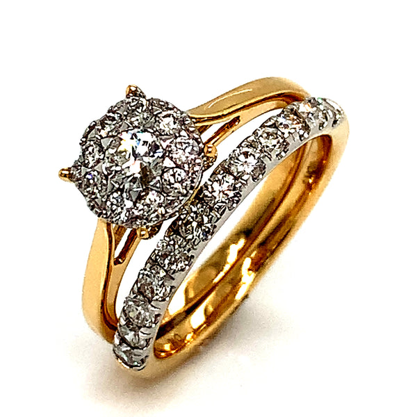 (MIA) Set de anillos con diamantes 18kt.  ANTES: $1,629.00