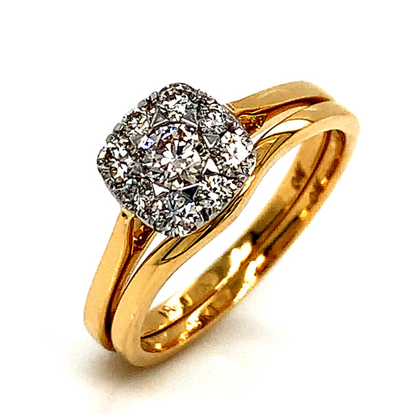 (MIA) Set de anillos con diamantes 18kt.  ANTES: $1,329.00