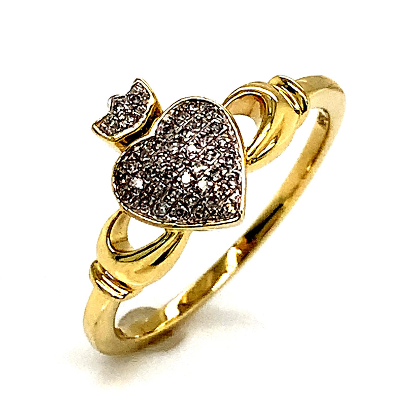 (SOFIA) Anillo (corona) con diamantes en oro amarillo 10kt.