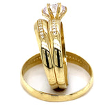 Trio de anillos con circones en oro amarillo 10K