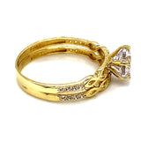 Set de anillos de matrimonio con circones en oro amarillo 10kt
