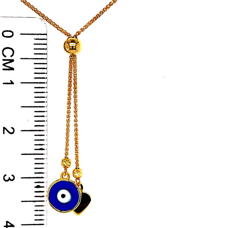 Collar (ojo y corazón) en oro amarillo 10kt. 42cm