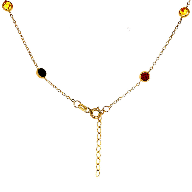 Collar (circones de colores) en oro amarillo 10kt. 42/45cm