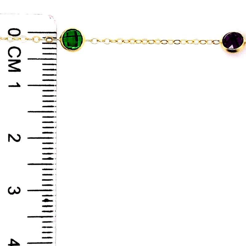Collar (circones de colores) en oro amarillo 10kt. 42/45cm