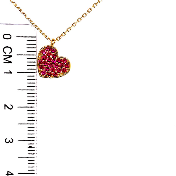 Collar (corazón circones rosados) en oro amarillo 10kt. 43/46cm