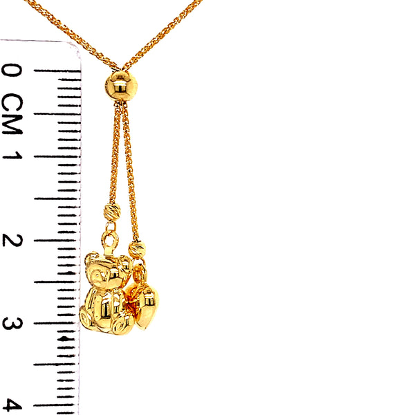 Collar (oso y corazón) en oro amarillo 10kt. 45cm