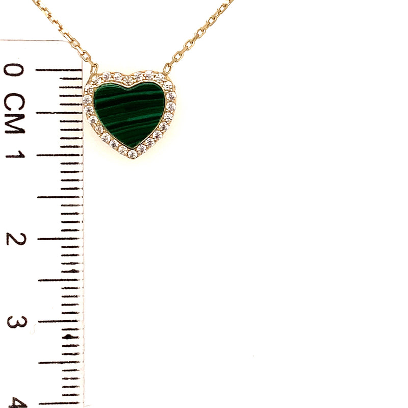 Collar (corazón verde) en oro amarillo 10kt. 42/45cm