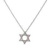 Collar (Estrella de David) con diamantes en oro blanco 14k. 45CM