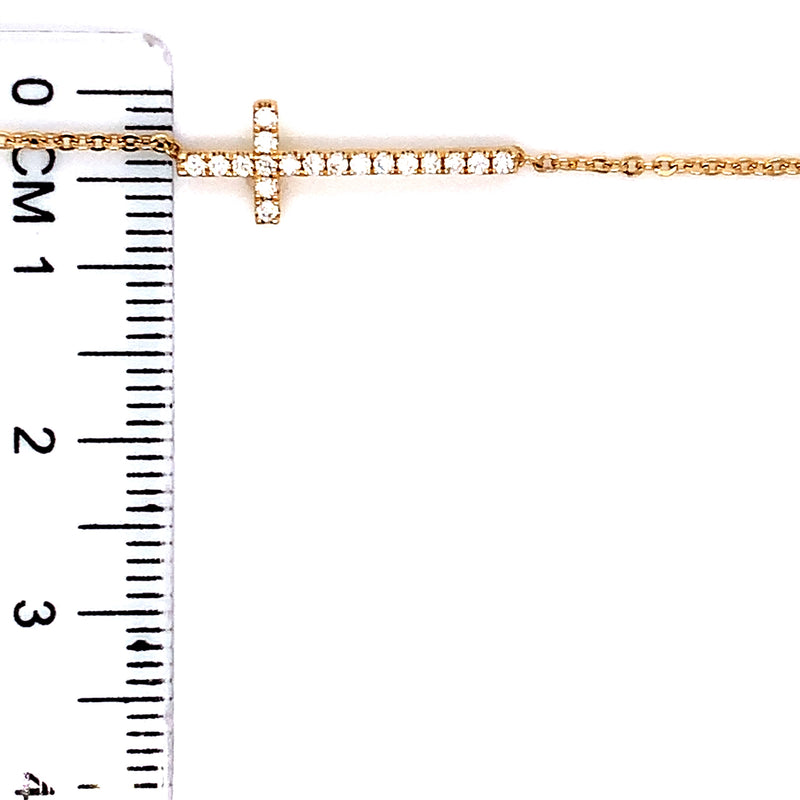 Pulsera (cruz) con diamantes oro amarillo 14kt. 15cm-17cm  ANTES: $625.00