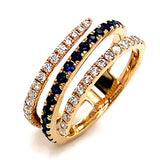 Anillo de zafiro con diamantes en oro amarillo 14kt.