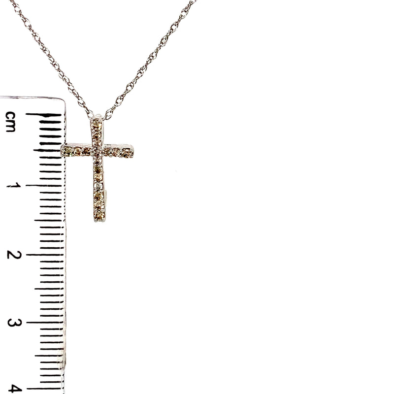 (SOFIA) Collar (cruz) con diamantes en oro blanco 10k