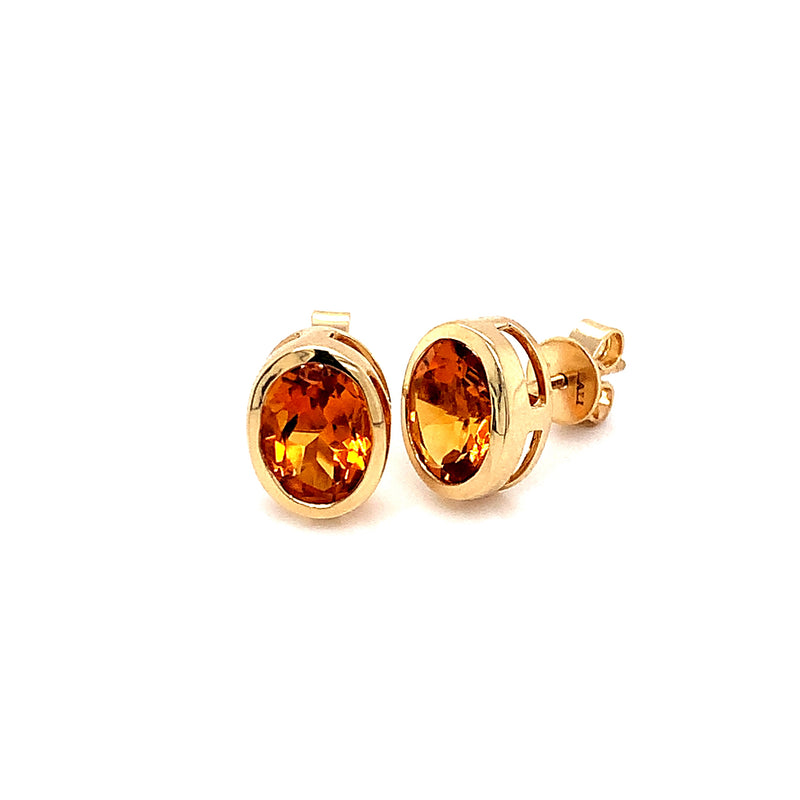 Aretes con citrino en oro amarillo 14k