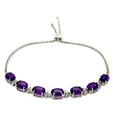 Pulsera (ajustable) con cuarzo amatista en plata 925