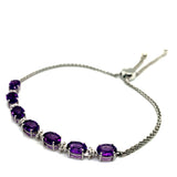 Pulsera (ajustable) con cuarzo amatista en plata 925