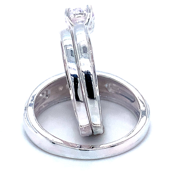 Trío de anillos con circones en plata 925