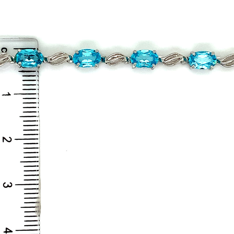 Pulsera ajustable de topacio azul en plata 925