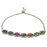 Pulsera ajustable de zafiros multicolor en plata 925 50SSA-1.9CTS.