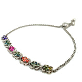 Pulsera ajustable de zafiros multicolor en plata 925 50SSA-1.9CTS.