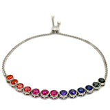 Pulsera ajustable de zafiros multicolor en plata 925