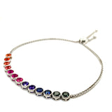 Pulsera ajustable de zafiros multicolor en plata 925
