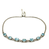 Pulsera (ajustable) con cuarzo aguamarina en plata 925