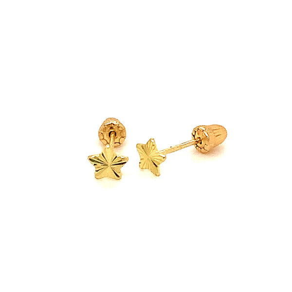 Aretes (estrella) para bebés en oro amarillo 10kt