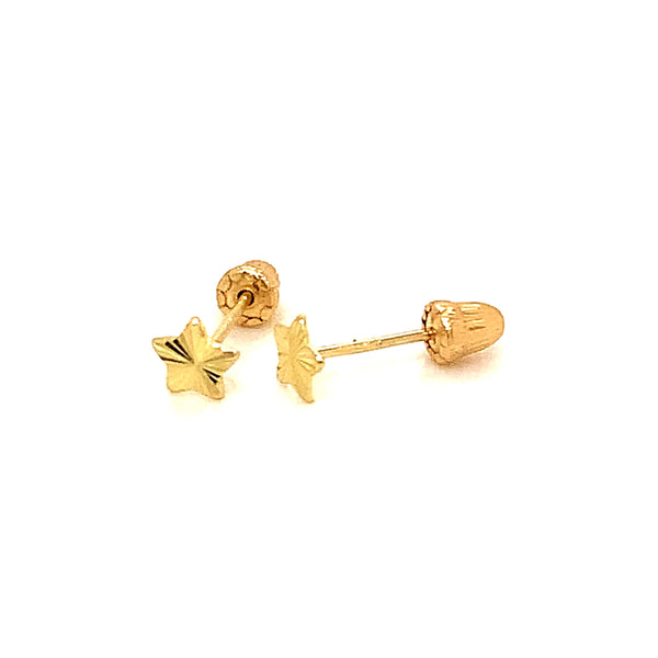 Aretes (estrella) para bebés en oro amarillo 10kt