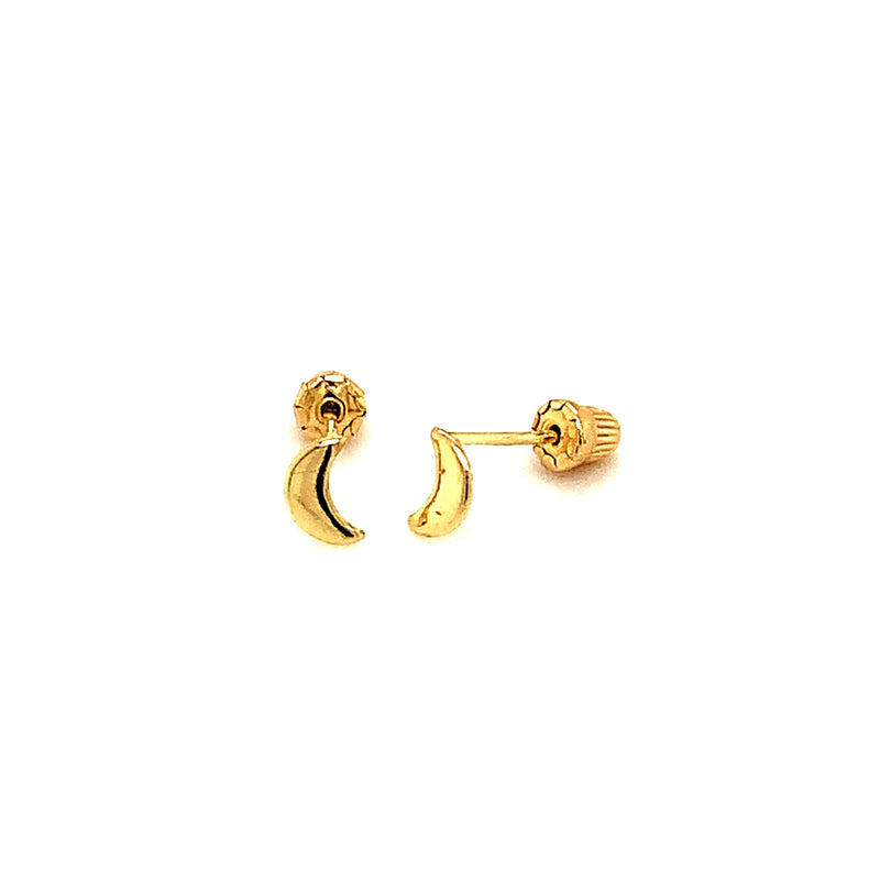 Aretes (luna) para bebés en oro amarillo 10kt