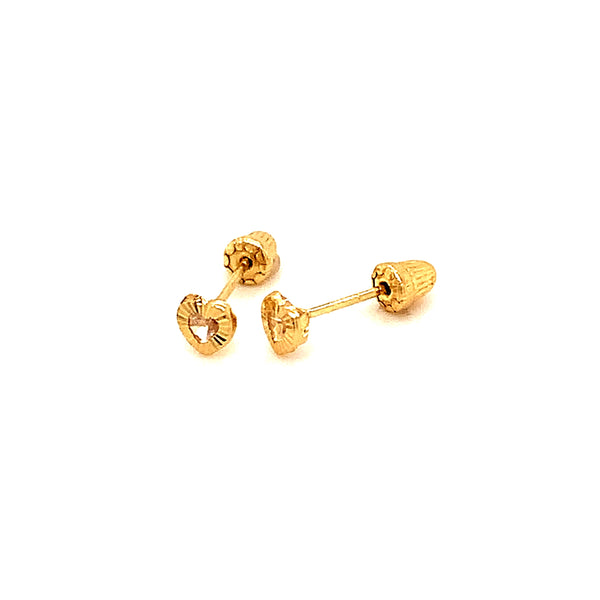 Aretes (corazón) para bebés en oro amarillo 10kt