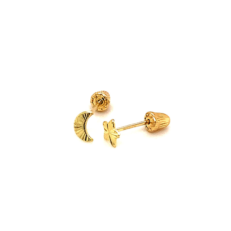 Aretes (luna y estrella) para bebés en oro amarillo 10kt