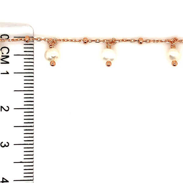 (SWAN) Collar de perlas en plata 925 bañada en oro rosado. 38cm-46cm  ANTES:  $55.00