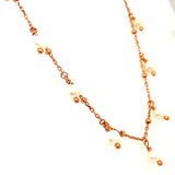 (SWAN) Collar de perlas en plata 925 bañada en oro rosado. 38cm-46cm