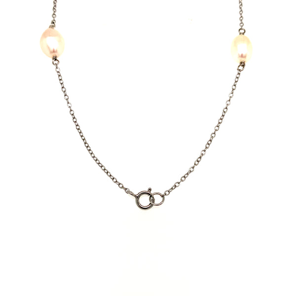 (SWAN) Collar de perlas con circones en plata 925. 60cm  ANTES:  $69.00