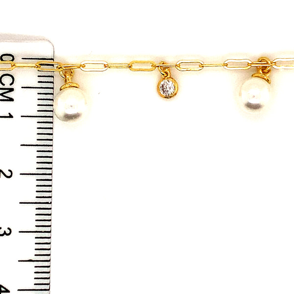 (SWAN) Collar de perlas con circones en plata 925 bañada en oro amarillo. 35cm-40cm  ANTES:  $79.00